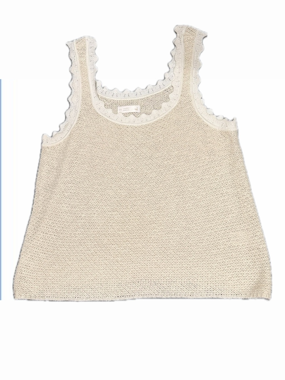 LC Lauren Conrad Cream Scalloped Knit Tank